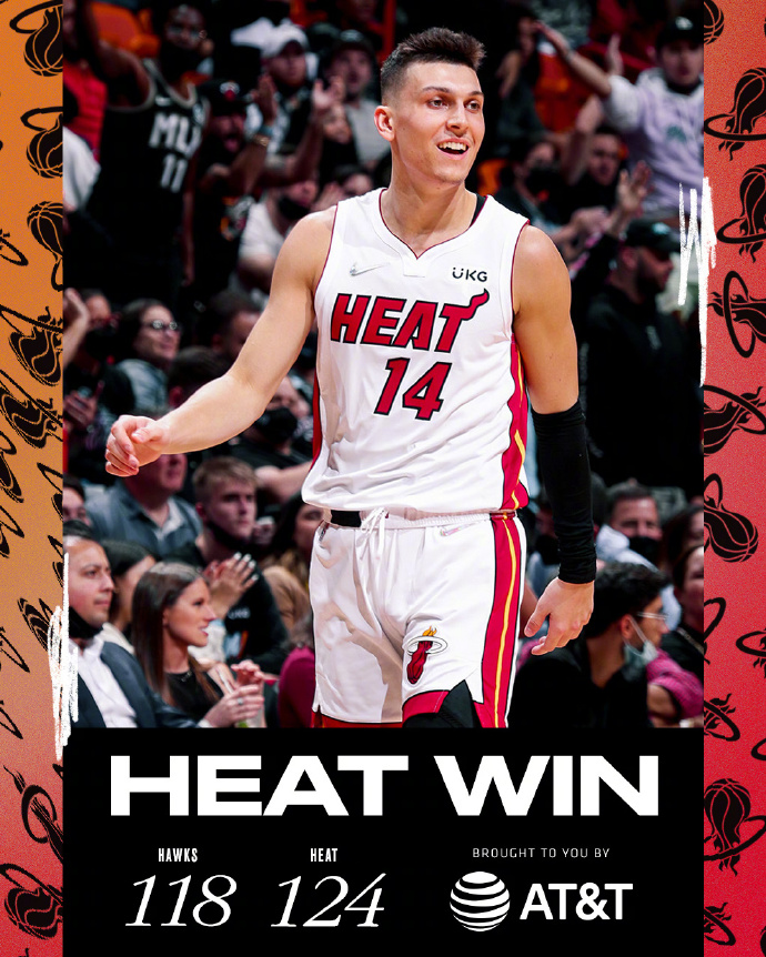 热火队以124-118战胜老鹰队