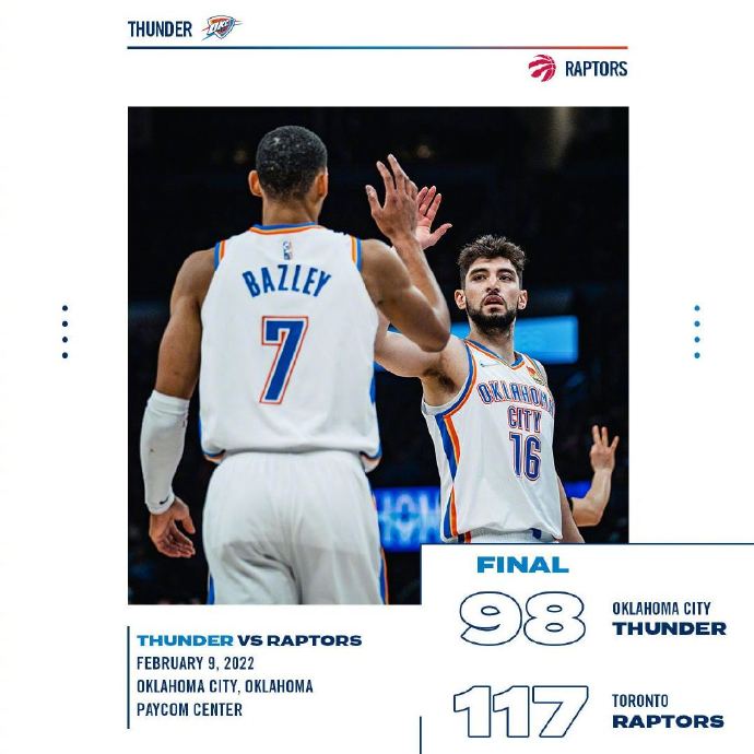 02月10日 NBA常规赛 猛龙vs雷霆 全场录像