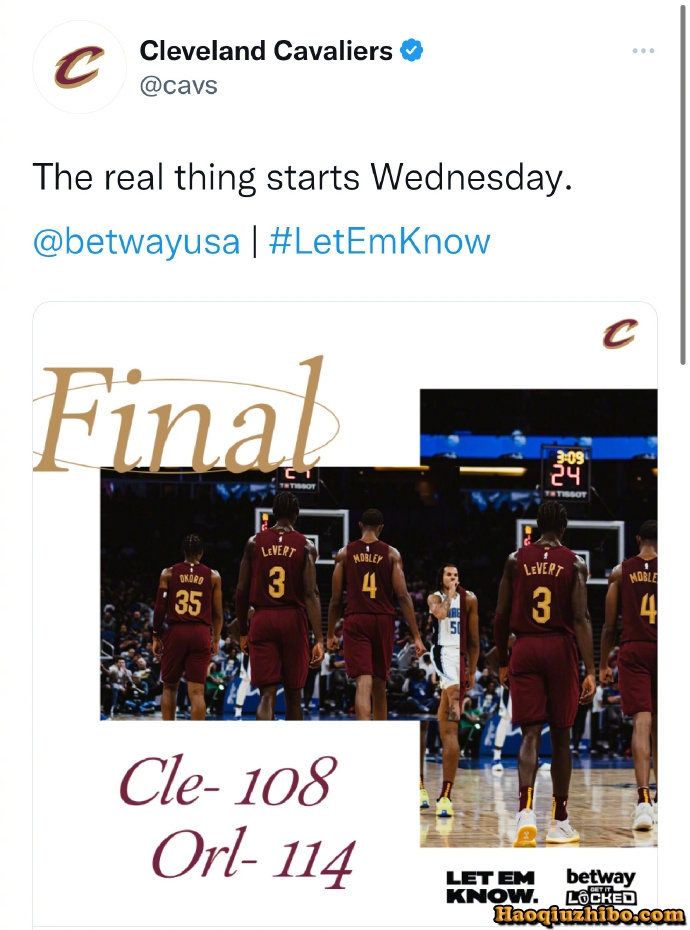 10月15日 NBA季前赛 骑士vs魔术 全场录像