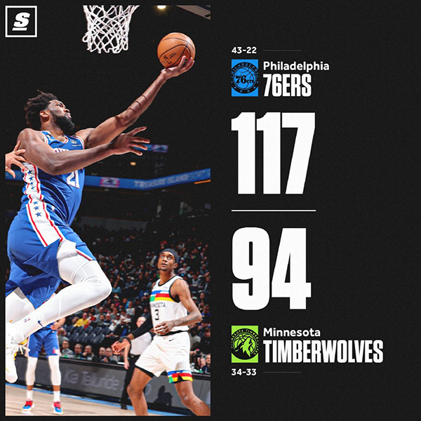 03月08日 NBA常规赛 76人vs森林狼 全场录像