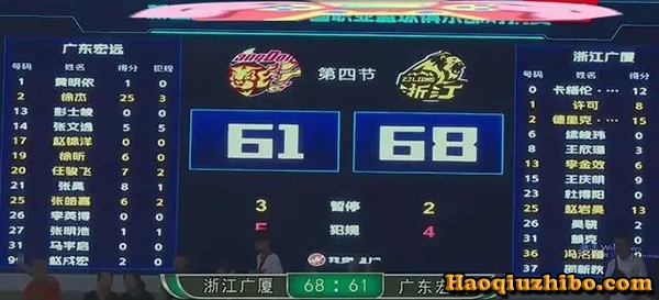 09月16日 CBA热身赛新会站 广东vs广厦 全场录像回放