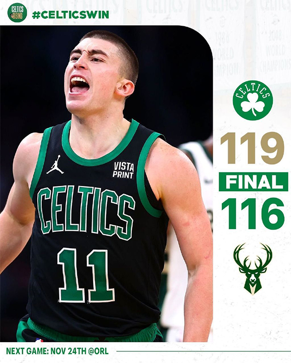 11月23日 NBA常规赛 雄鹿vs凯尔特人 全场录像