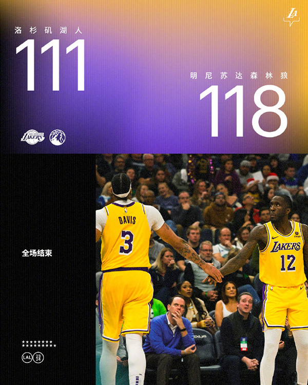 12月22日 NBA常规赛 湖人vs森林狼 全场录像
